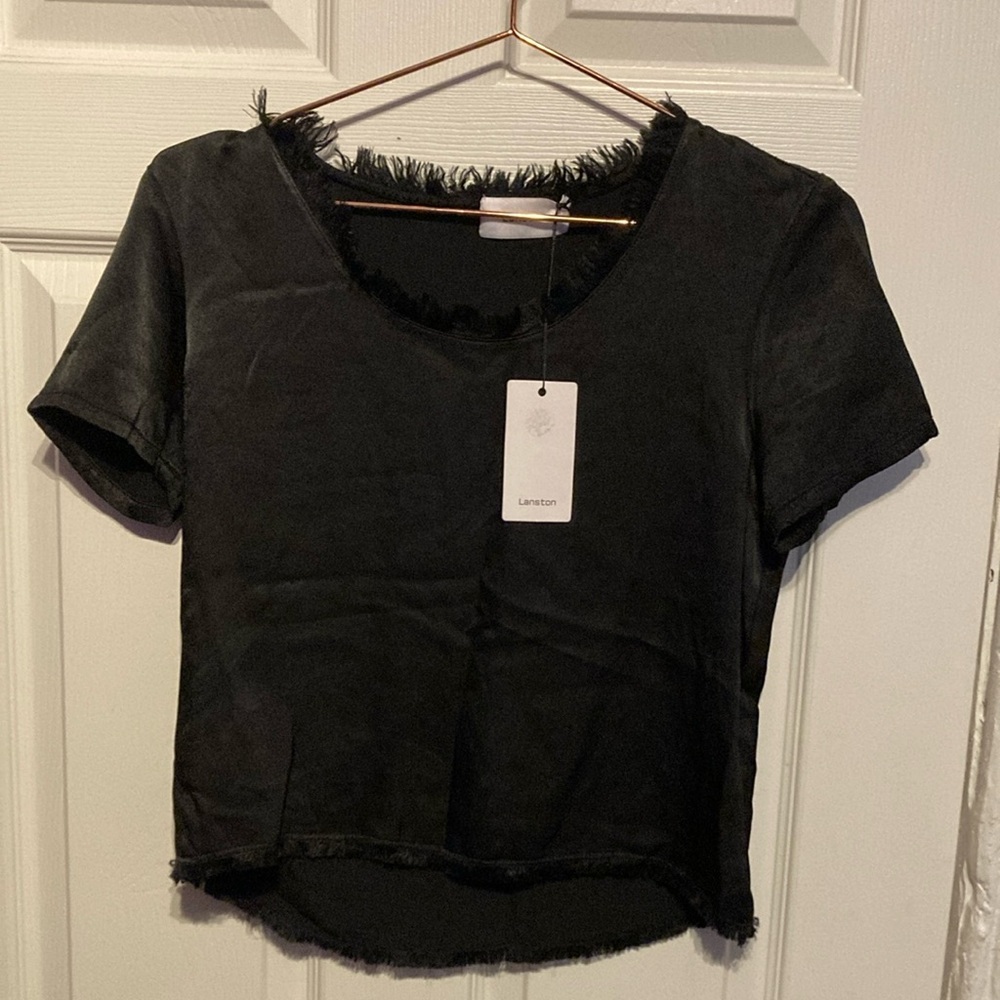 Lanston‎ Black Blouse Short Sleeves
